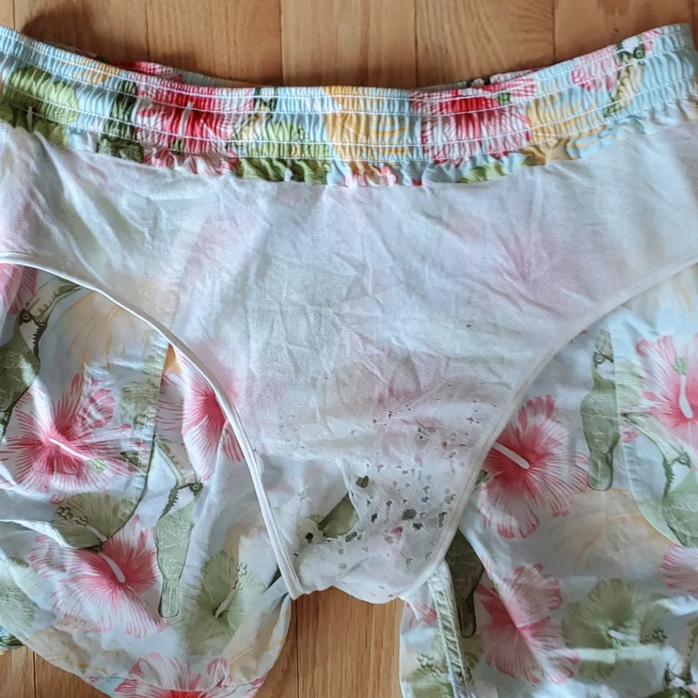Vilebrequin toucan and floral print swim trunks